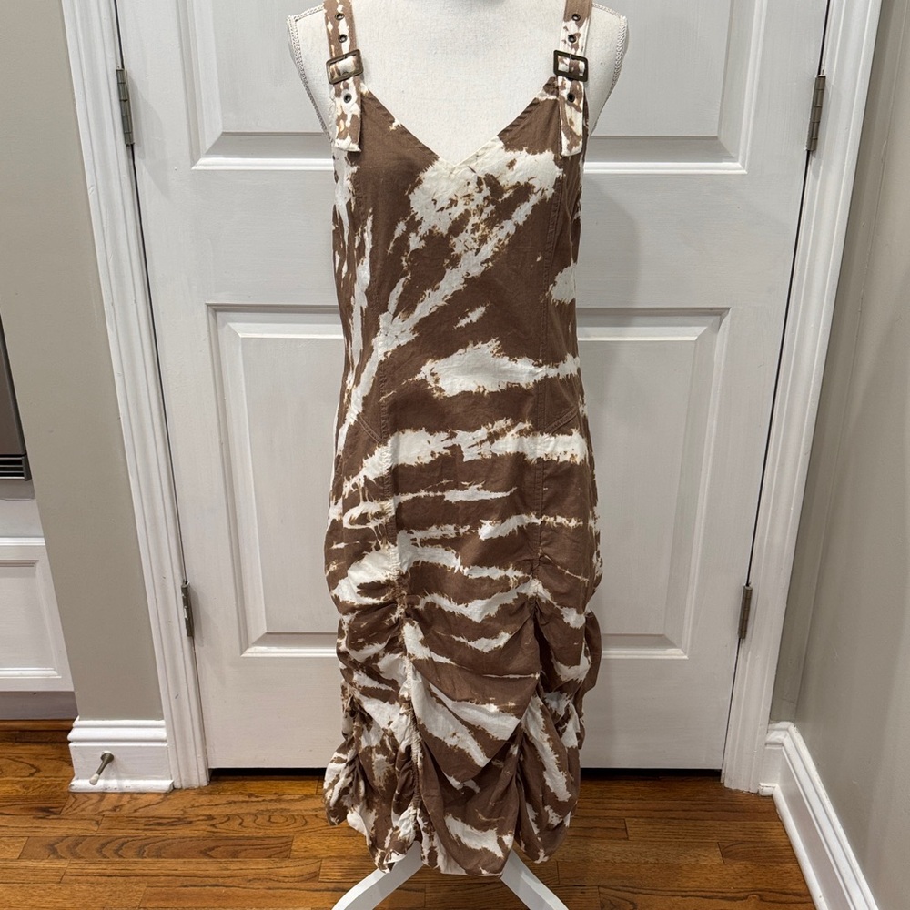 Wearables Brown and White Tie-Dye Midi Dress